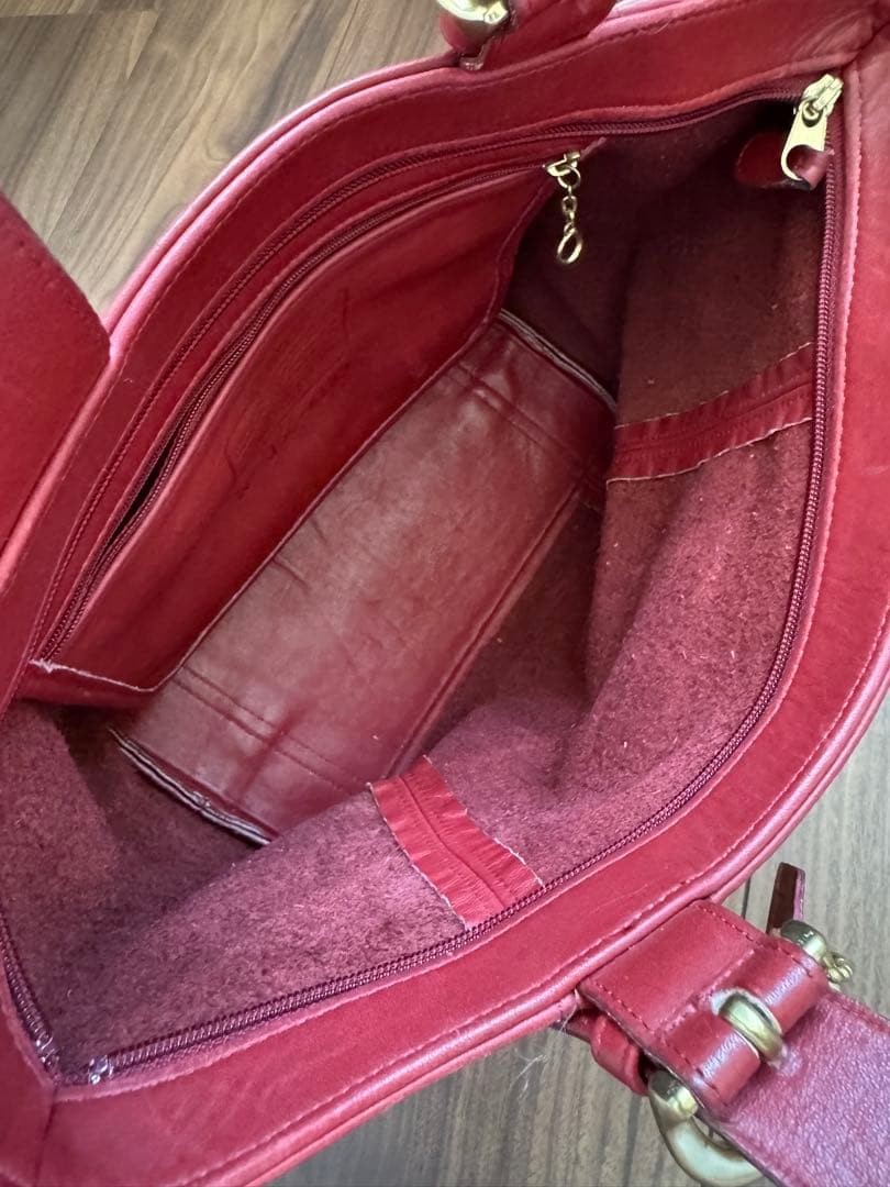 COACH Tote Bag Red Color Leather 4133 Model Width 13.4 In Fabric Lining Vintage
