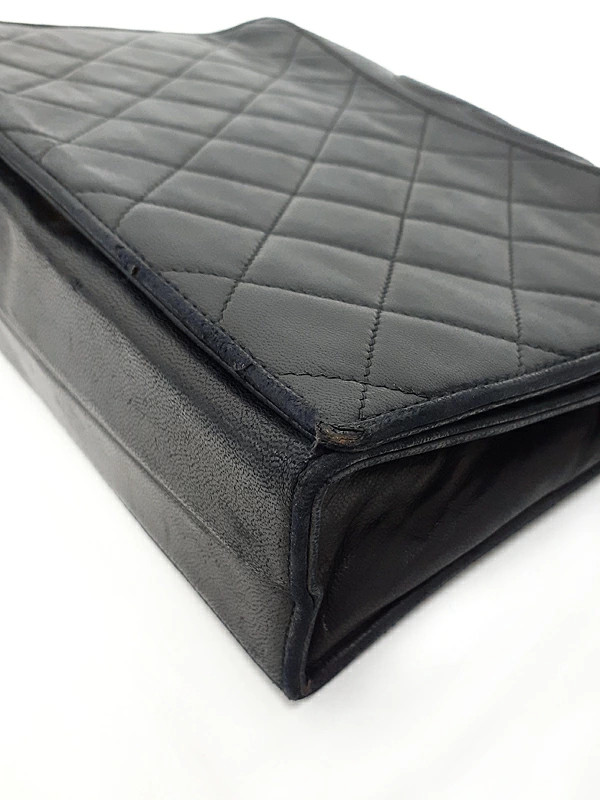 Chanel Chain Shoulder Matelasse Lambskin Leather Black Shoulder Bag #TB2876