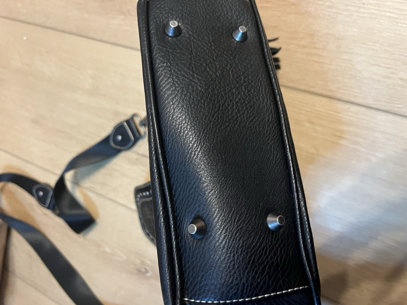 Trinity Ranch Black Leather Purse with Fringe and Rhinestones Western Cowgirl