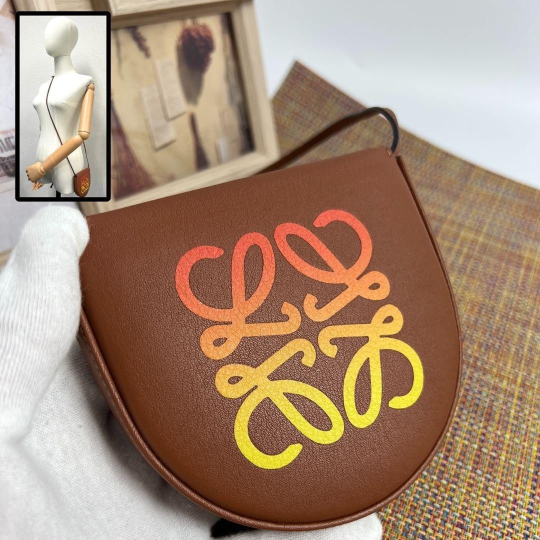 Almost Unused LOEWE Heel Pouch Shoulder Bag Brown