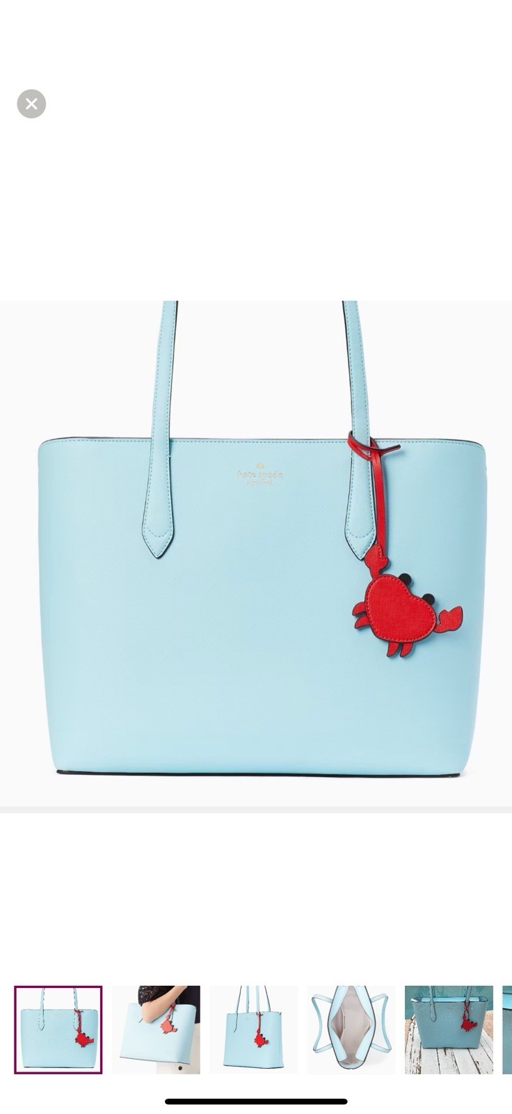 Kate Spade Marlee Saffiano PVC Tote -kB505- Perfect Pool With Crab Charm -new-