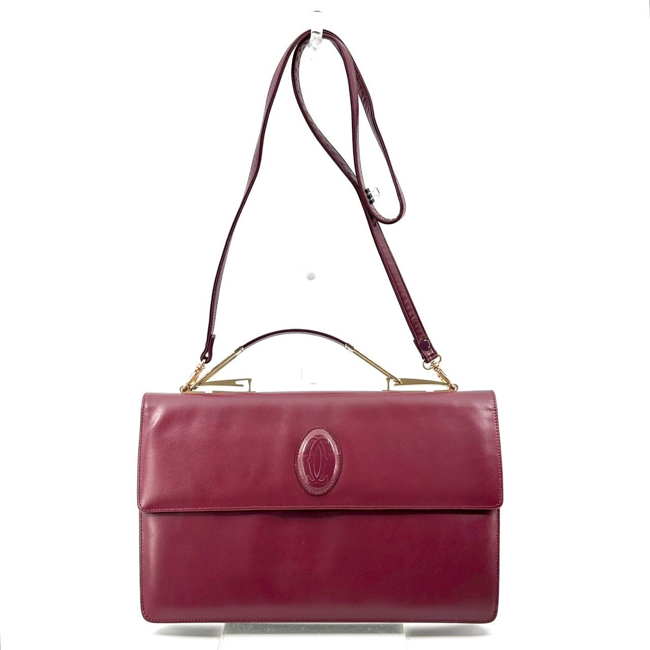 Cartier Must Line Shoulder Bag Hand Bag Bordeaux Vintage Authentic