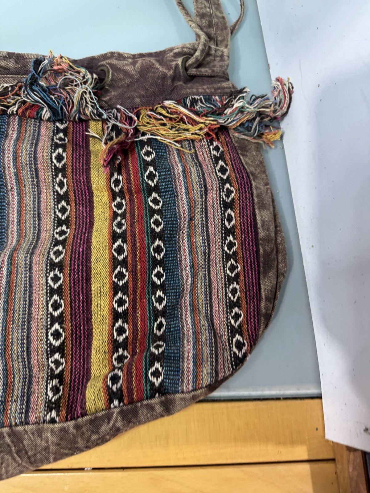 Earth Divas Fair-Trade Cotton Linen Handbag Multicolor Purse Boho Hippie Retro