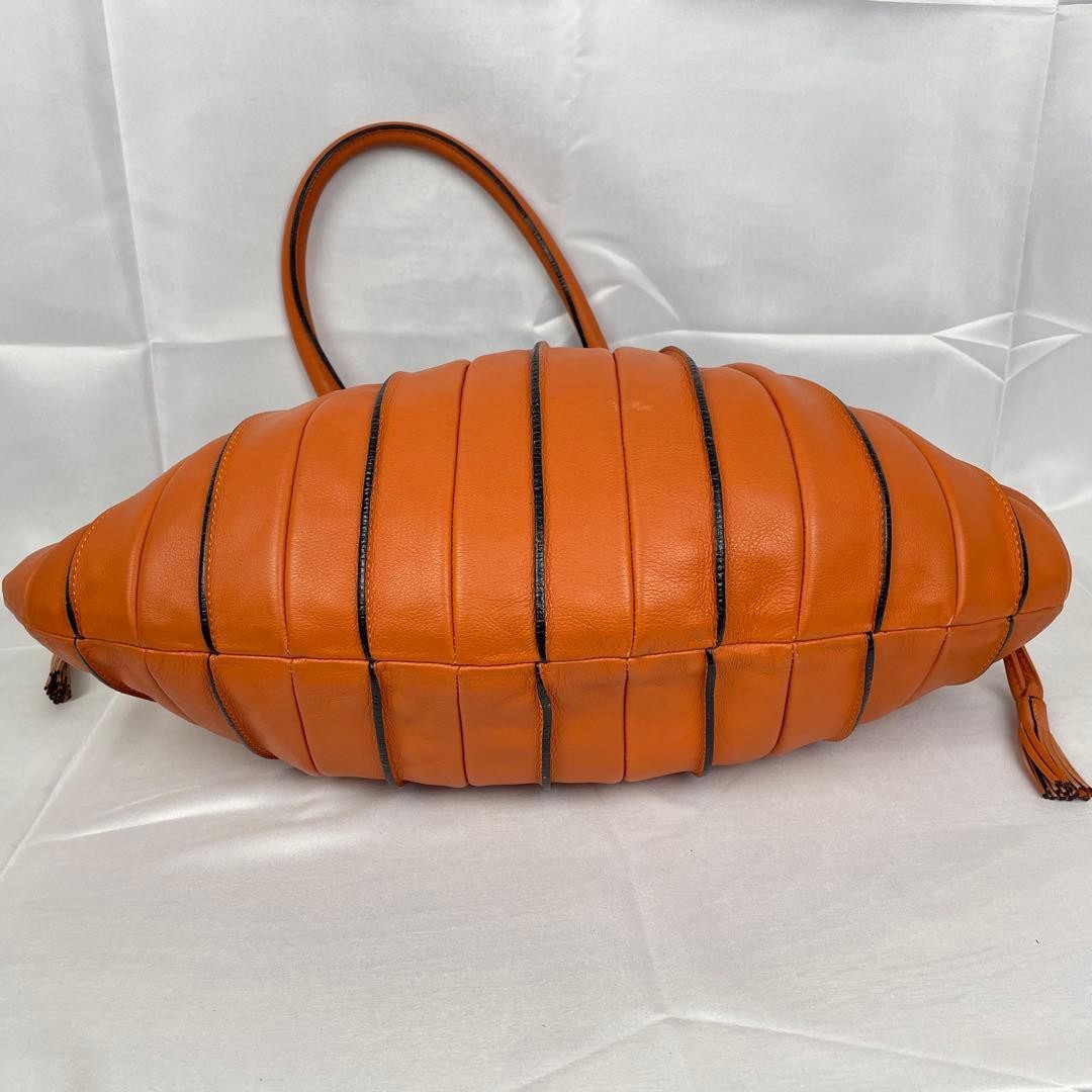Lupo Barcelona Abanico Pleated Drawstring Hobo Shoulder Bag Brown Camel Leather