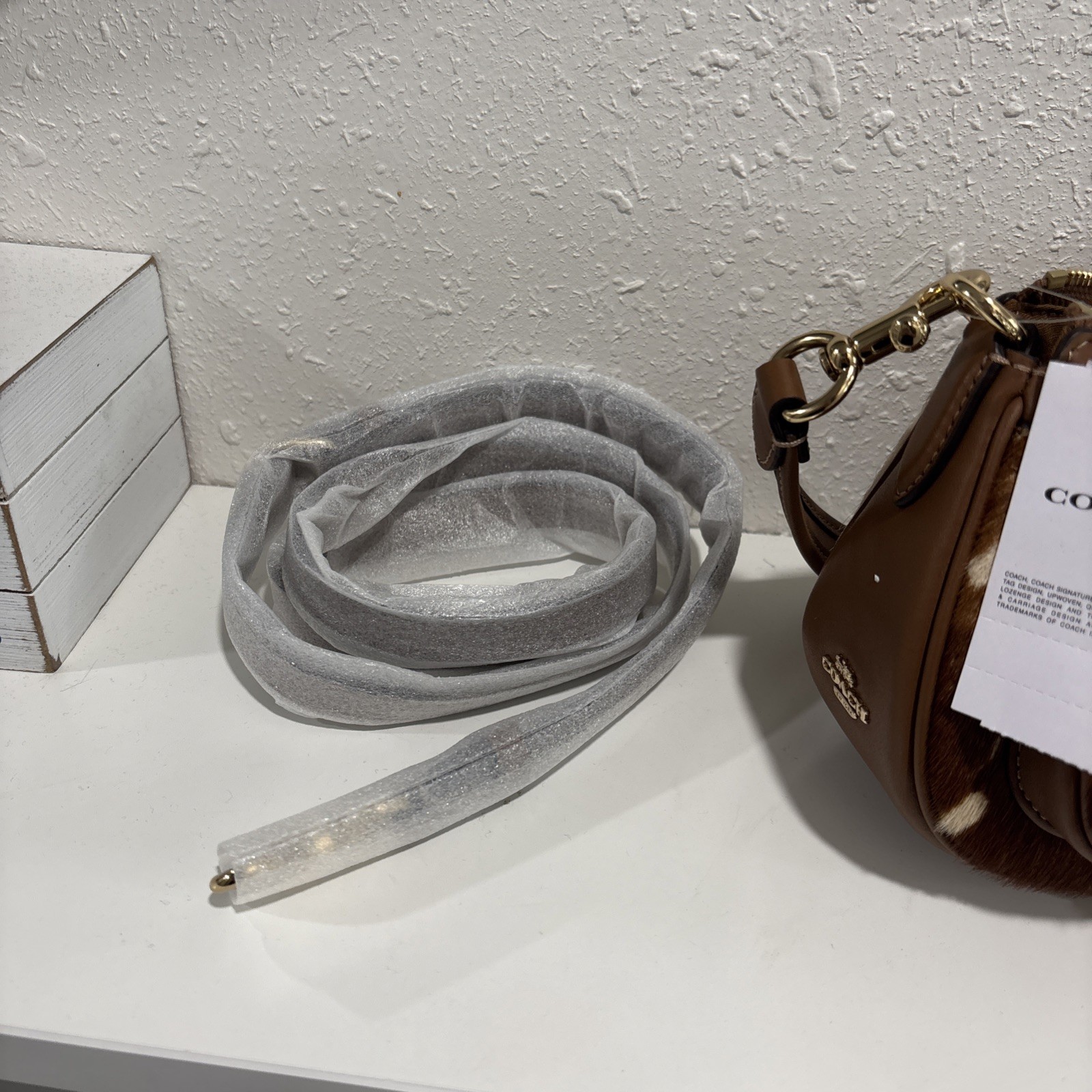 Coach Ashton Shoulder Bag In Haircalf With Cow Print Gold/Cow Multi CDW47 NWT