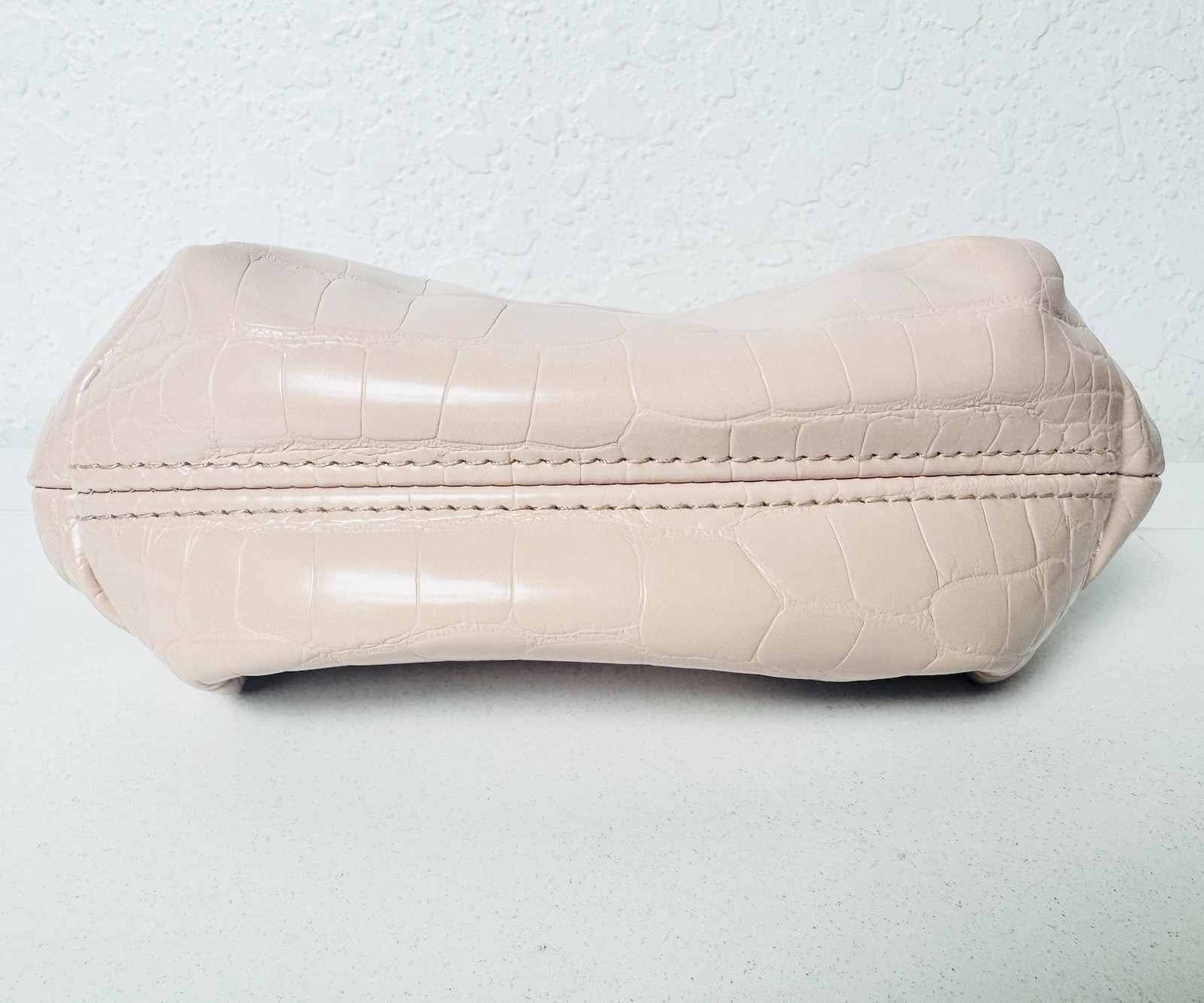 TheMoire Mini Gea Pink Faux Snakeskin Crocodile Effect Bag Gold Chain Clutch
