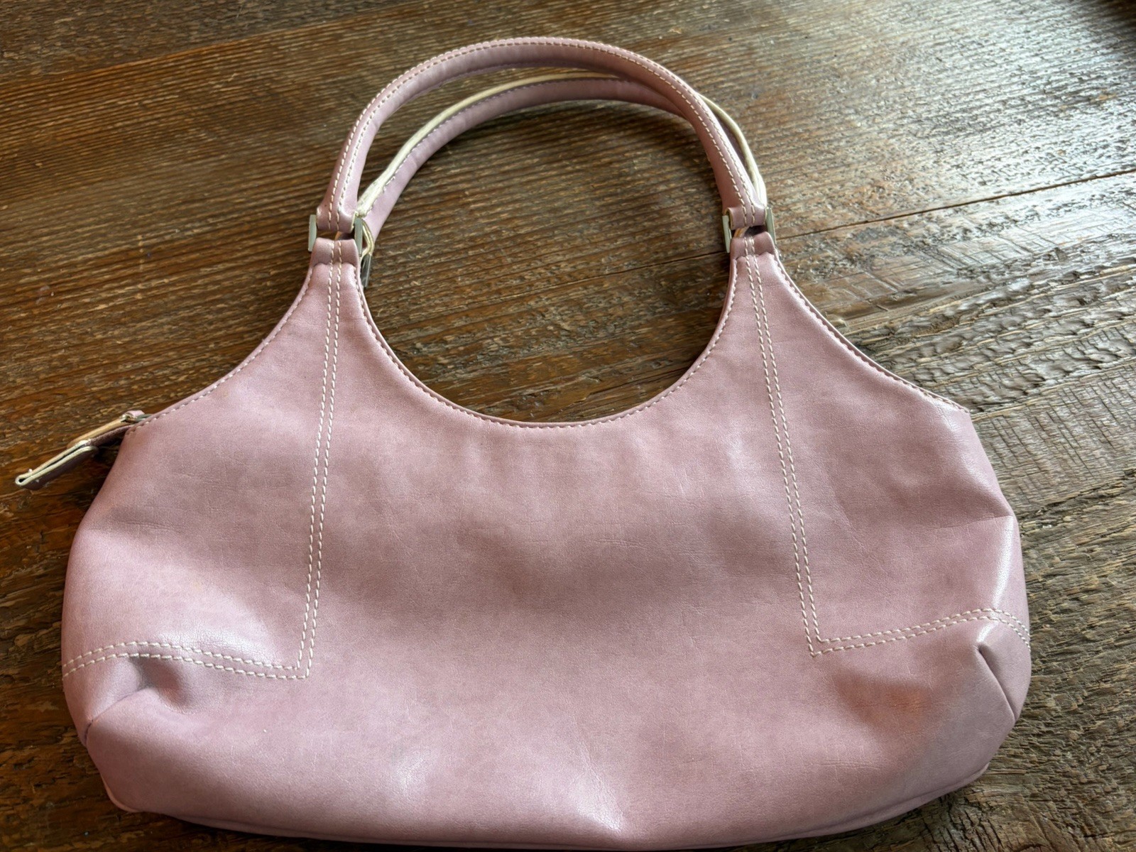 United Colors of Benetton Pink Shoulder Bag Zip Closure Silver Hardware Lined