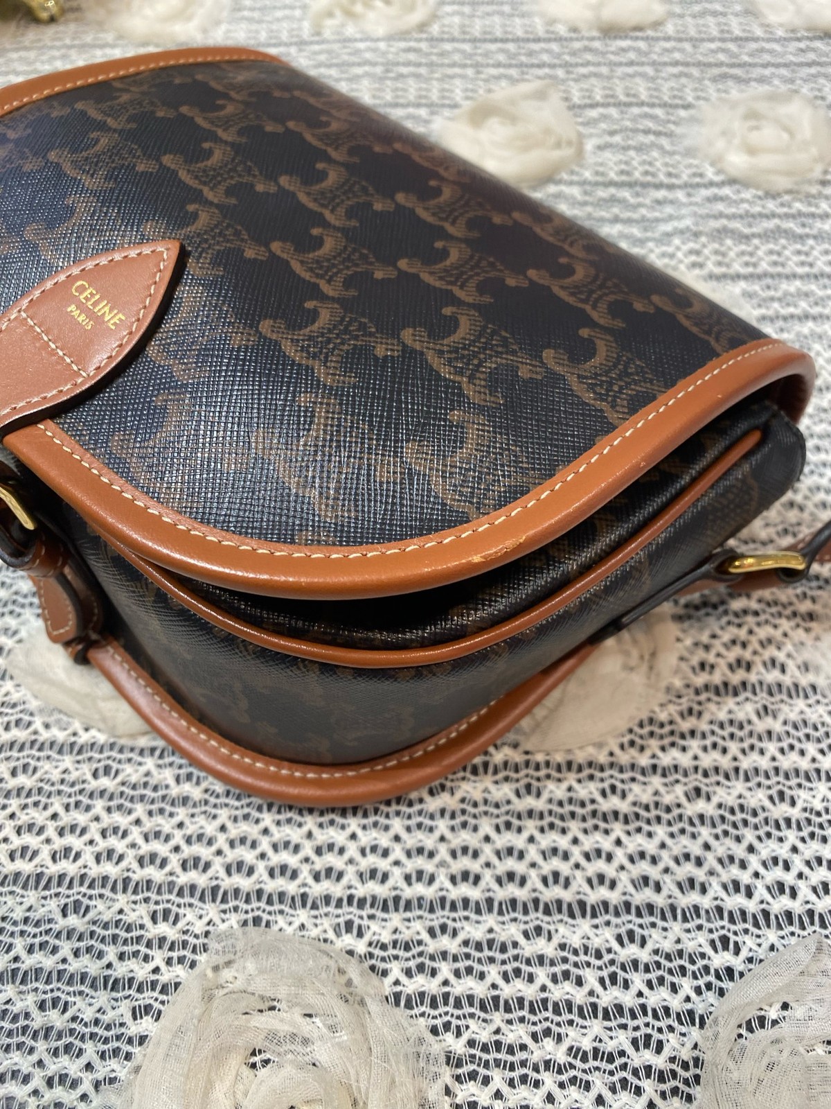 Celine Pre-Owned Authentic Saddle Bag Monogram Free Tracked Shipping