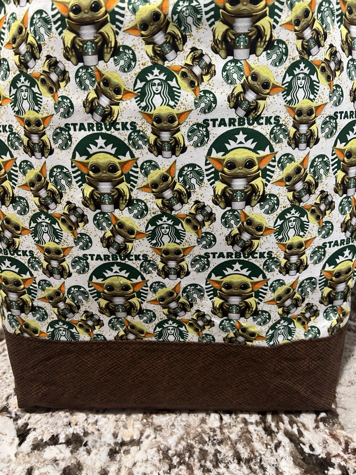 Custom Baby Yoda Grogu large cotton washable reusable Purse Market tote bag