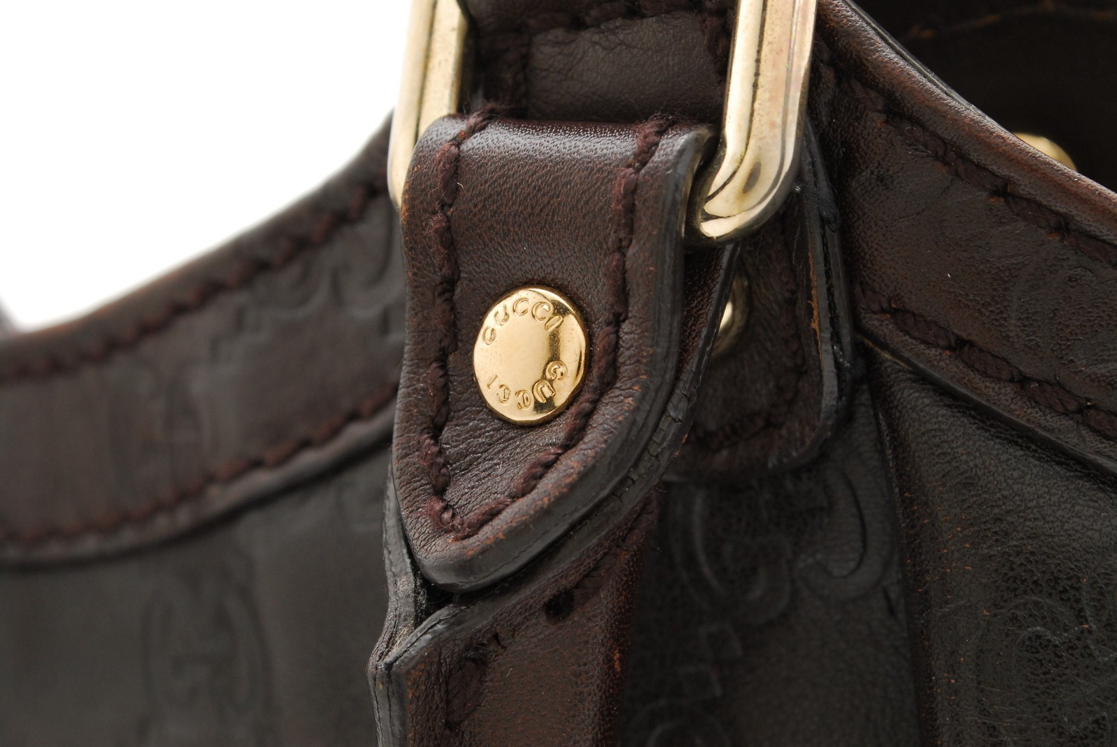 Gucci Guccissima Sukey Tote Bag Brown Leather GG Charm Shoulder Bag Italy