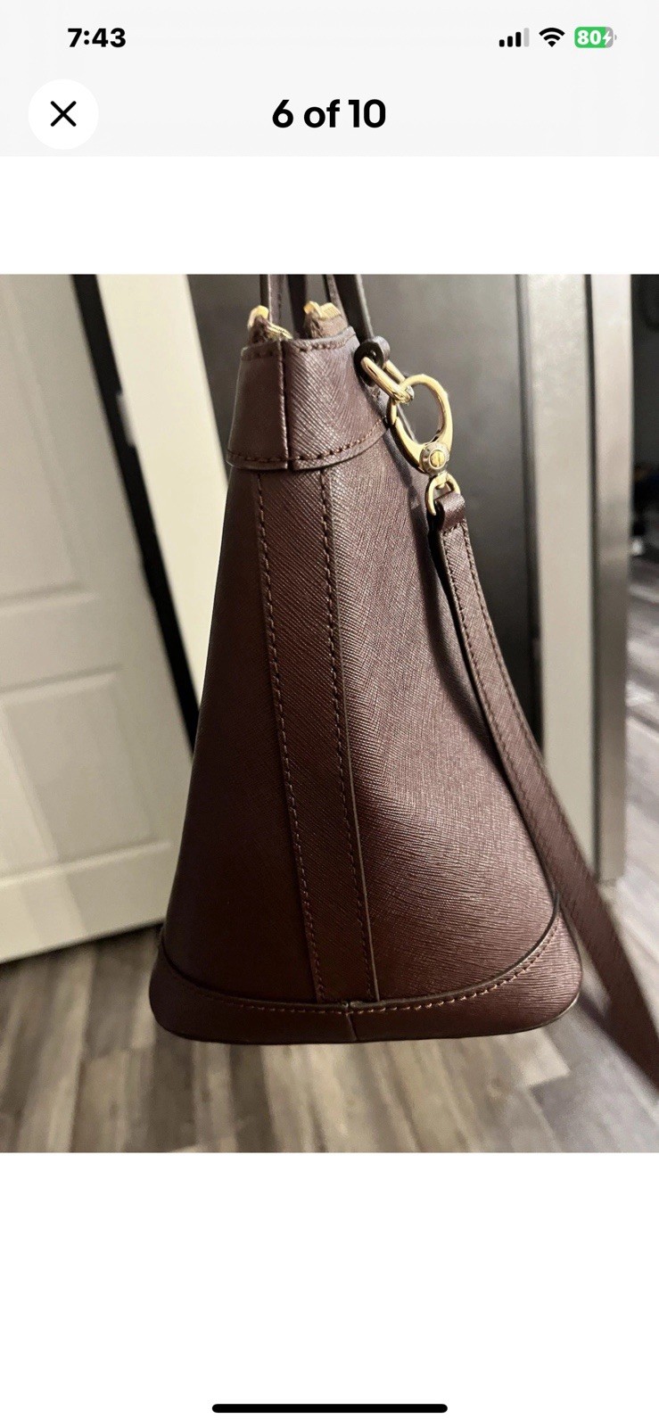 HENRI BENDEL New York Pebbled Leather Crossbody Purse in Burgundy Gold Hardware
