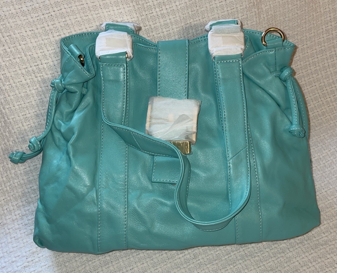 SIMPLY NINA by NINA RAYE Teal Lambskin Leather Shoulder Bag Purse-NEW no tag