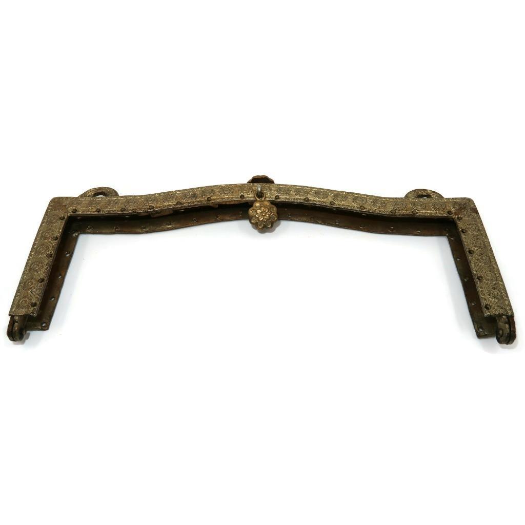 Antique Gold Tone Floral Pattern Purse Frame, 6″ x 4 3/4″