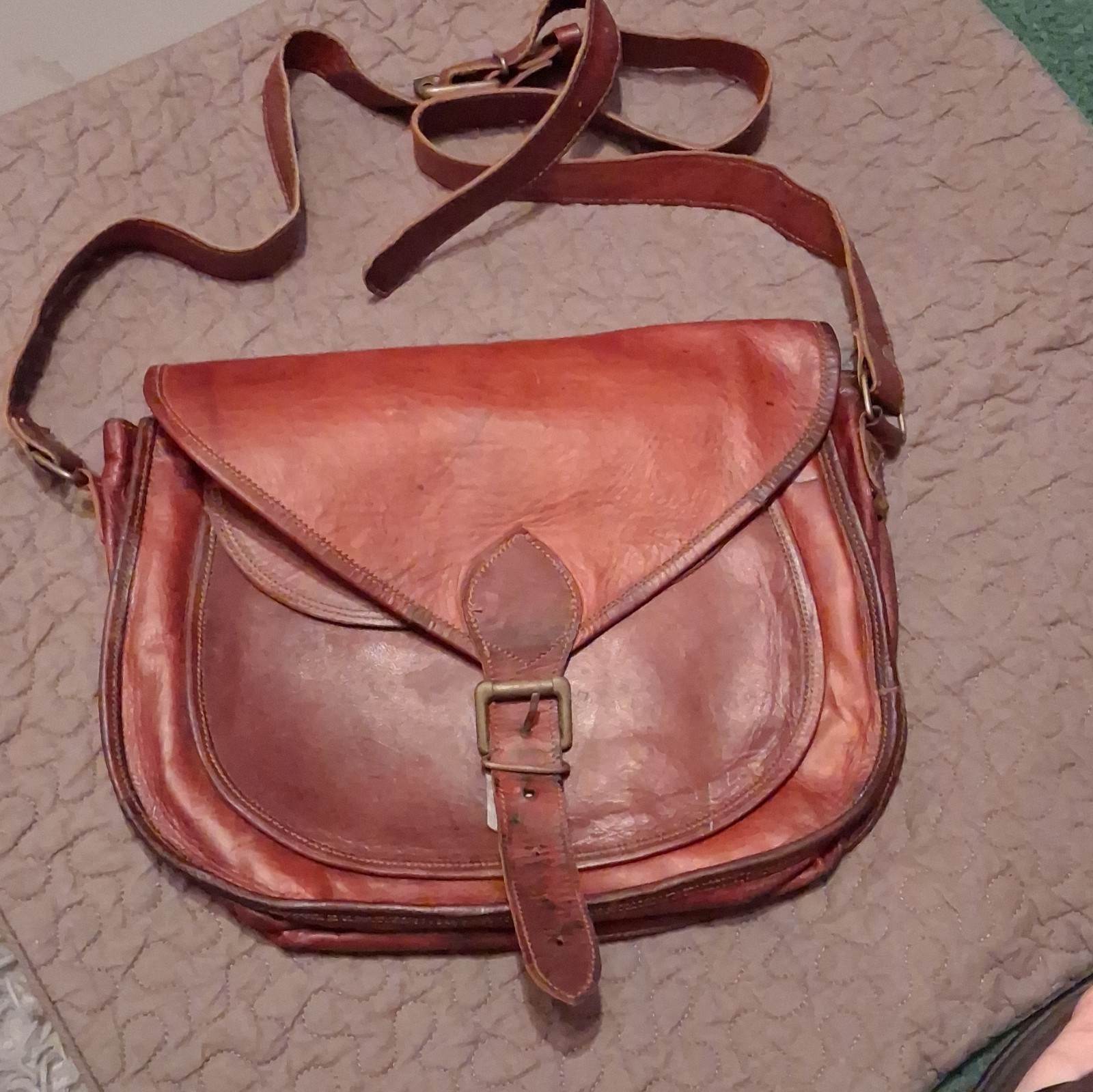 Genuine Leather Vintage ladies Shoulder Hippie Tote +Messenger Bag