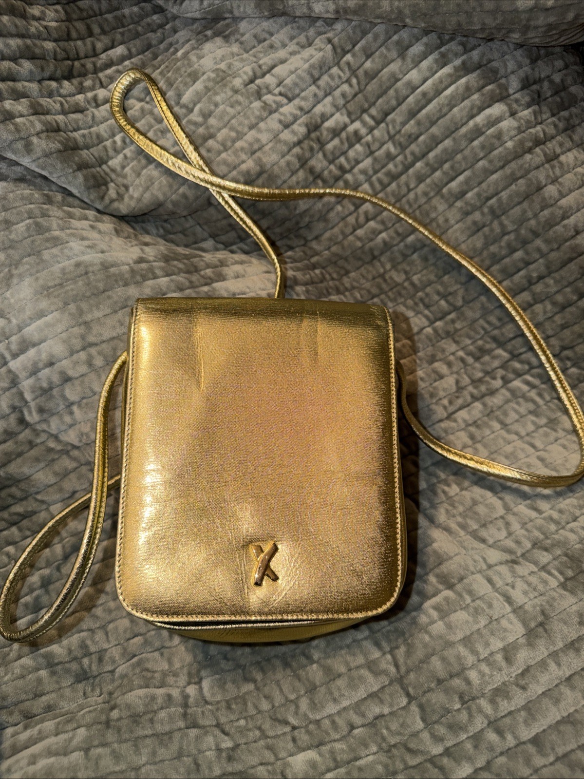Pamela Picasso Leather Gold Handbag Shoulder Bag Dust Bag Included