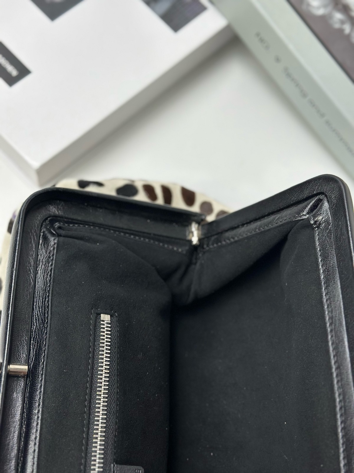 Authentic Celine Mohair Top Handle Bag Cream/Black Silver-Tone eBay AG