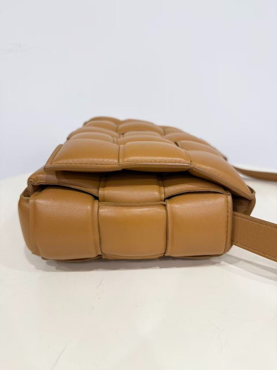 Bottega Veneta Padded Cassette Caramel Intrecciato Nappa Crossbody Bag