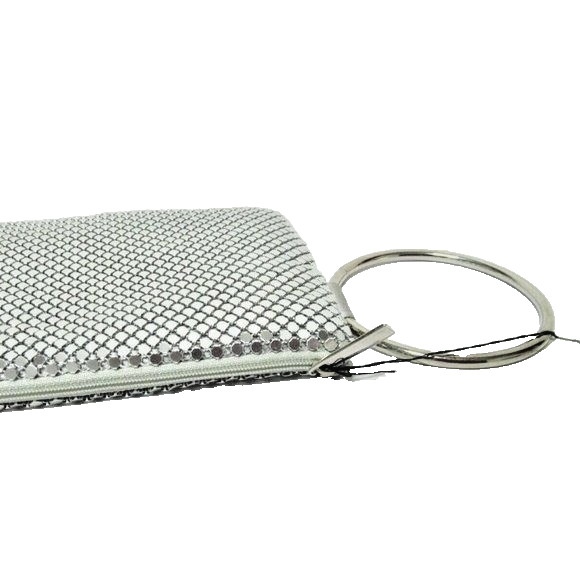 NWT Y&S Original Silver Mesh Evening Bag Purse Metal Hoop Handle Wedding Prom
