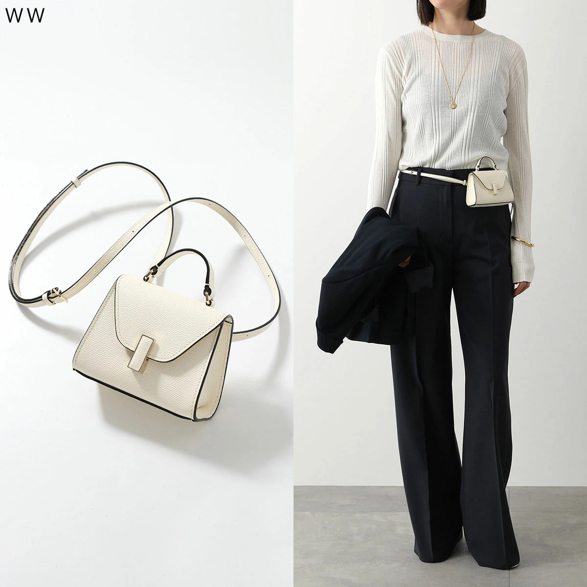 Valextra ISIDE BELT Shoulder BagWomen’s Leather Belt Bag White color only