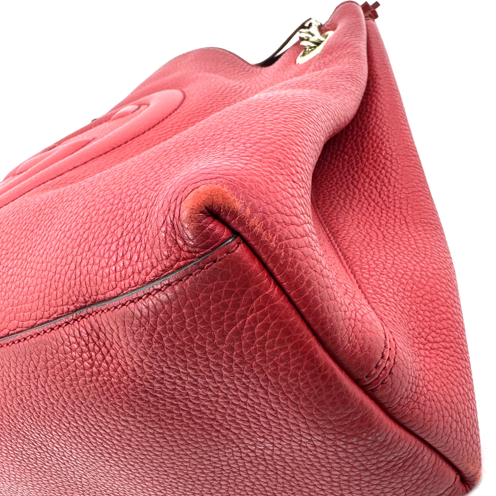 GUCCI Soho Chain Tote Bag Red Leather