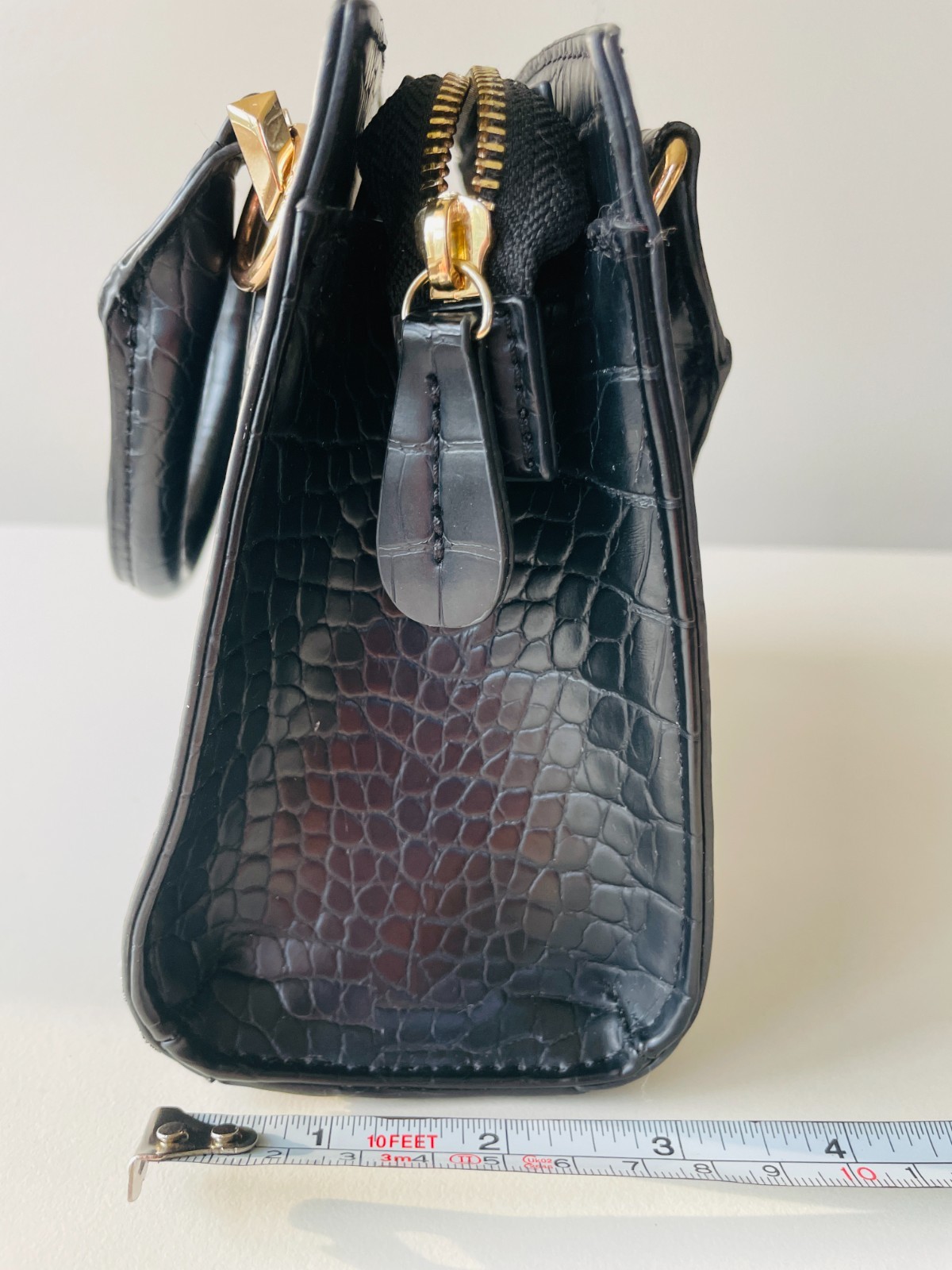 ALDO Black Croc-Embossed Top Handle Satchel Crossbody Bag