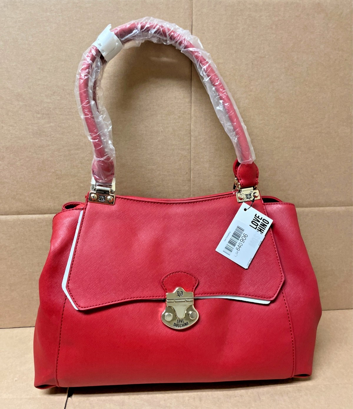 Love Moschino Love Red Heart Vegan Leather Fashion Handbag Gold Hardware New