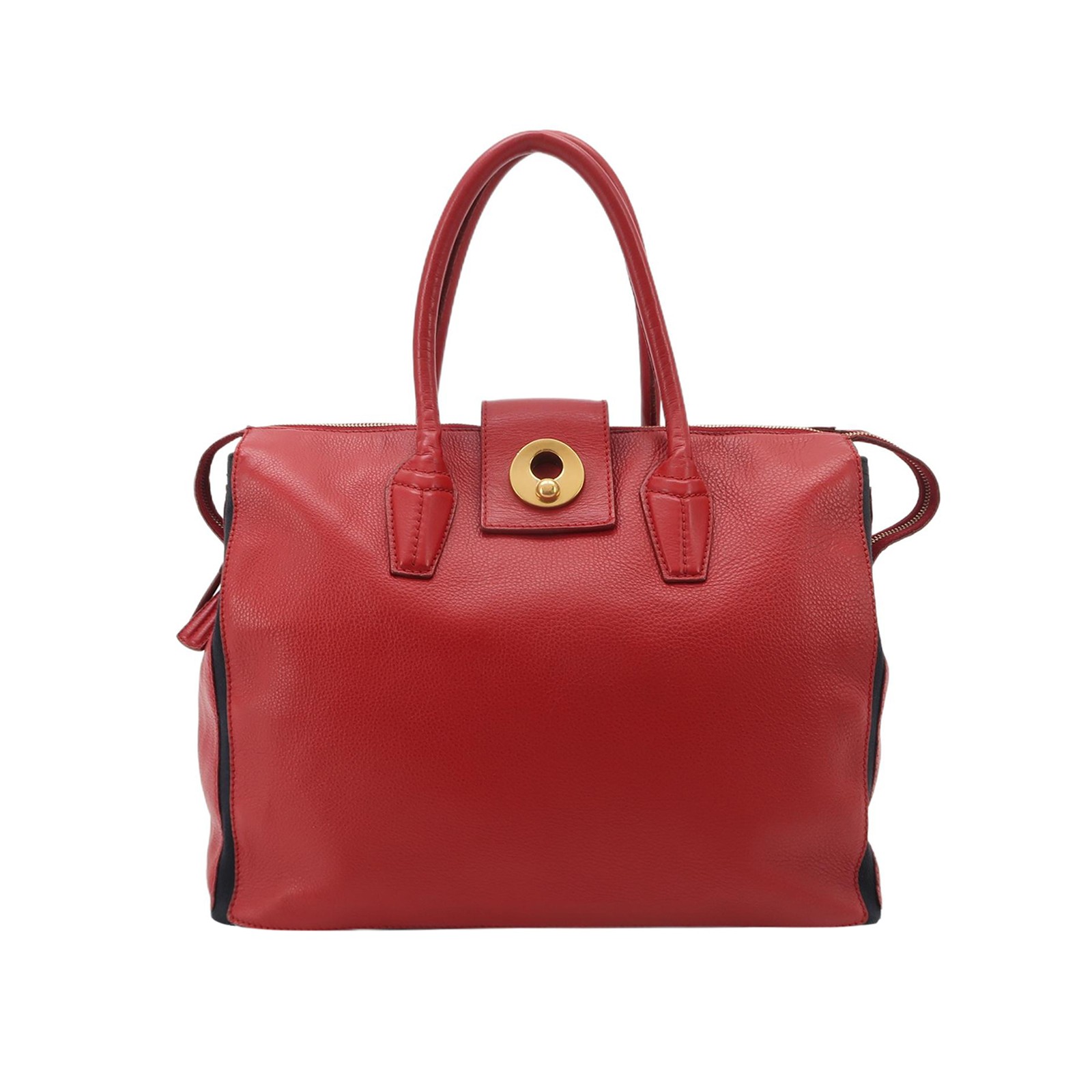 Saint Laurent Muse Large Red Cowhide Canvas Daily Tote Handbag US Ship
