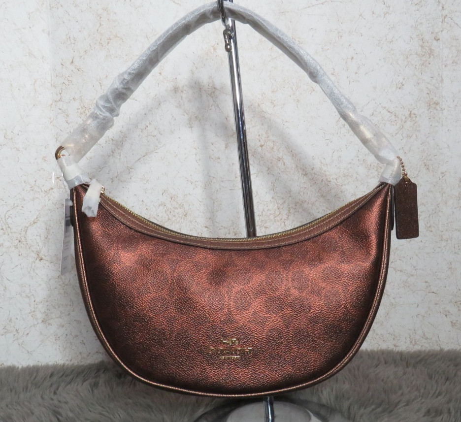 Coach Metallic Signature Aria Shoulder Bag (Copper) – NWT (CCL27)