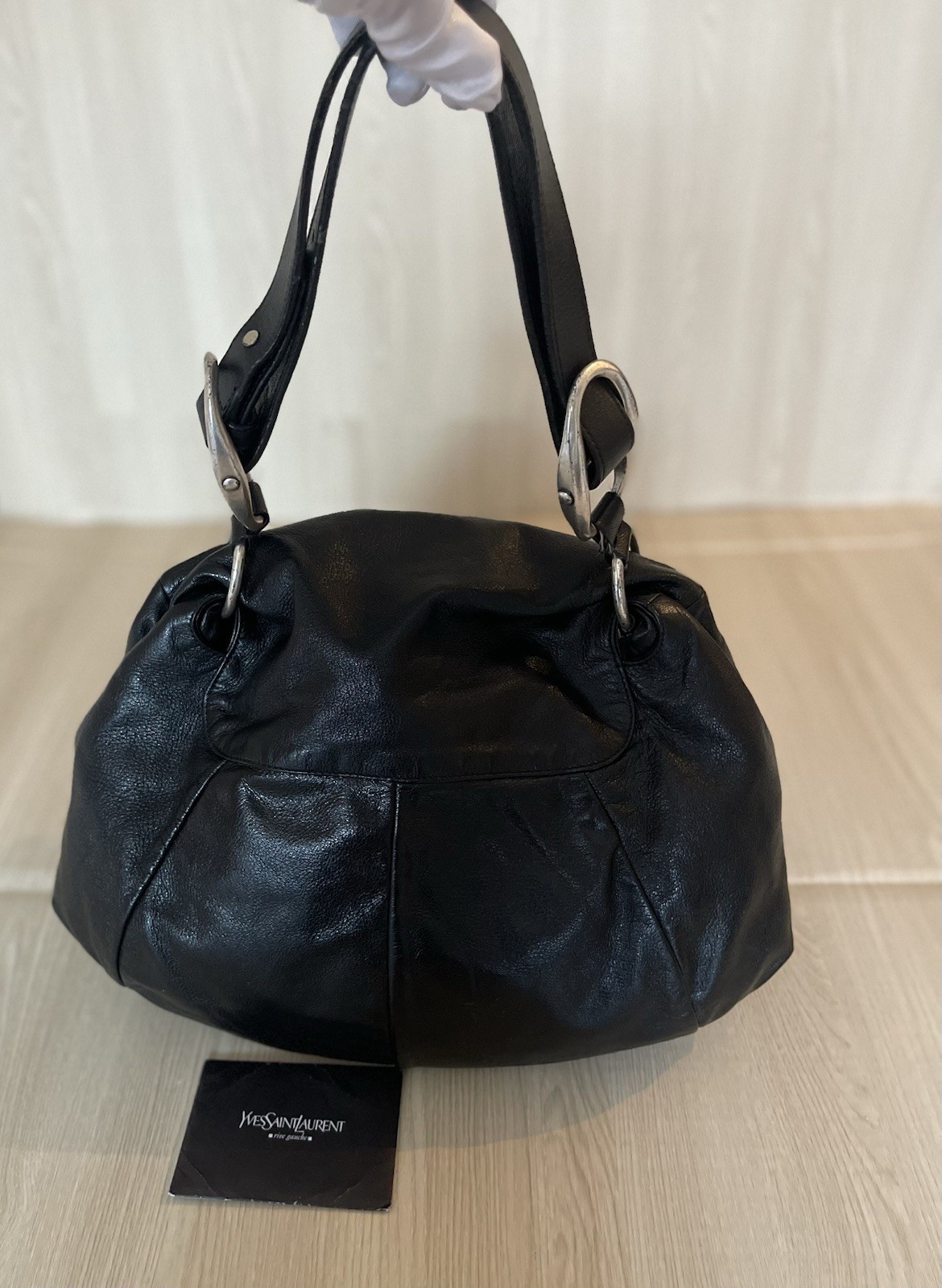 Vintage Yves Saint Laurent Rive Gauche Nadja Rose Petal Leather Shoulder Bag