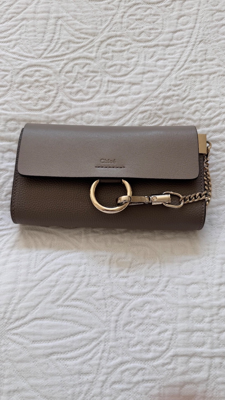 Chloe Grained Calfskin/Lambskin Small Faye Shoulder Back Matte Taupe