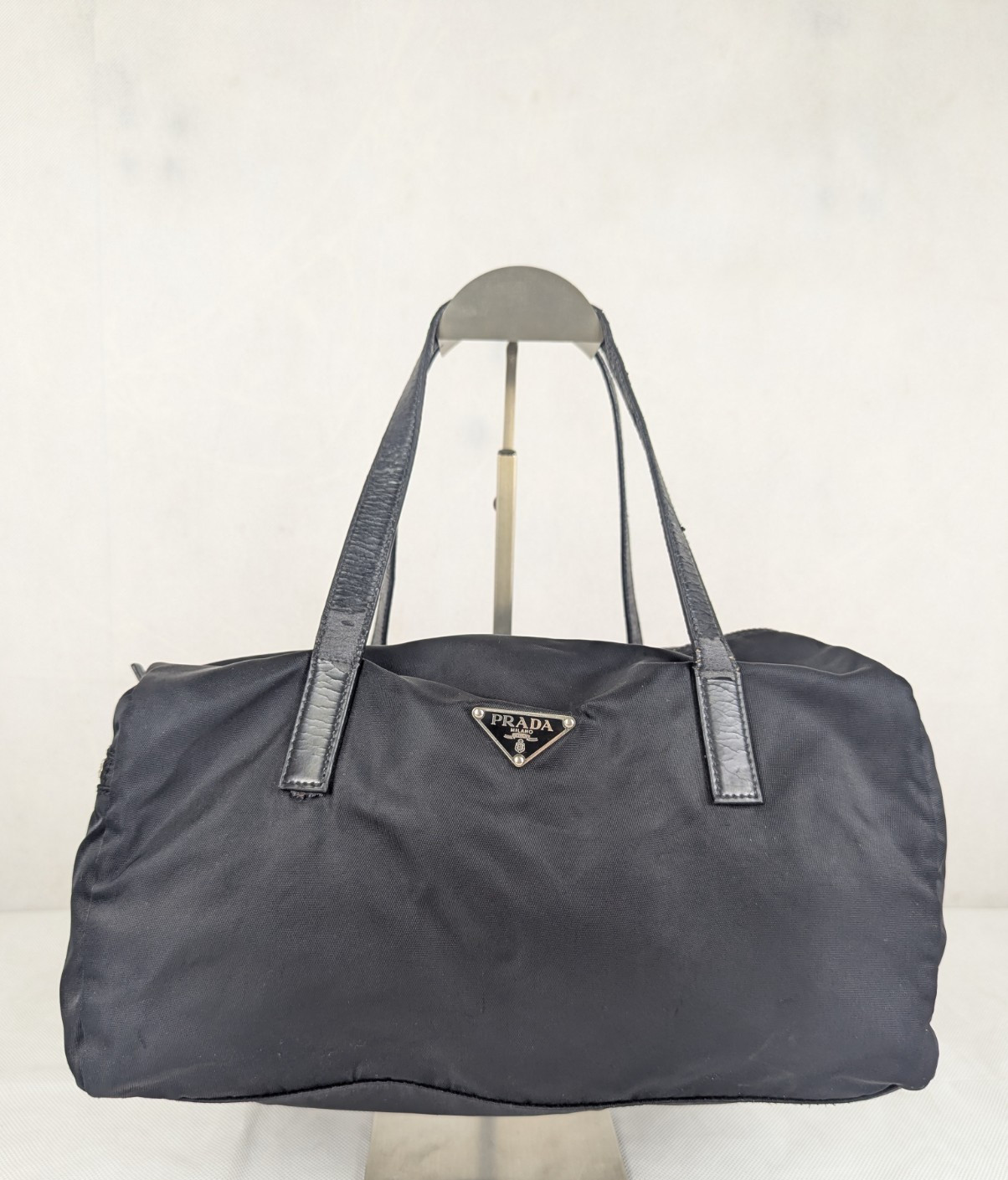 Authentic Prada Pre-Owned Tessuto nylon Boston bag Black Made in Italy