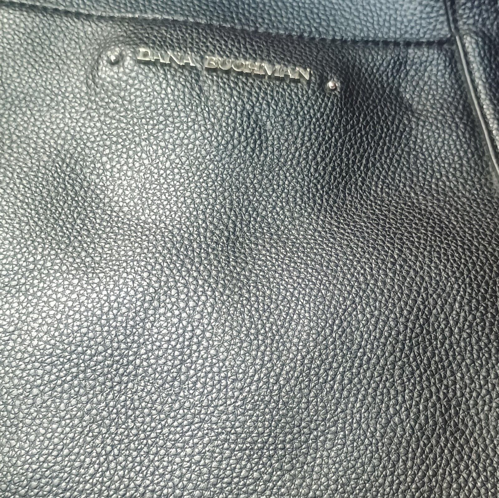 Dana Buchman Black Pebbled Zip Top Handbag Purse, Lined Inner Pockets