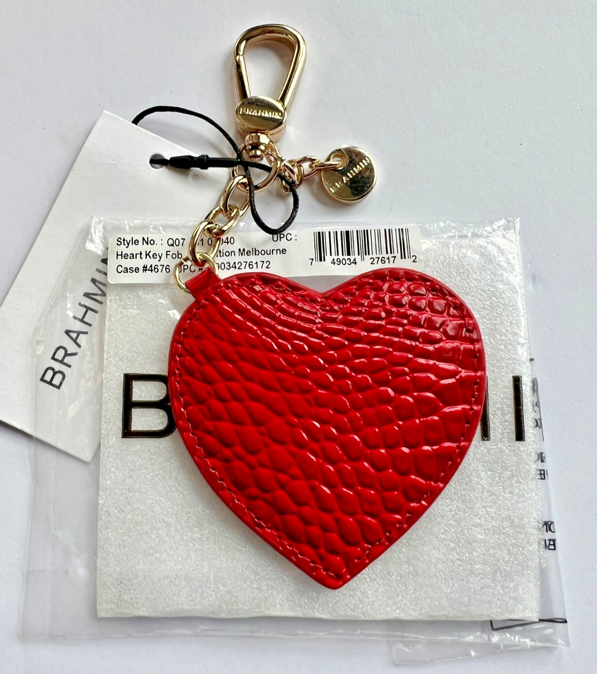 ❤️❤️ NWT Brahmin Carnation Red Leather Heart Purse Charm Tassel Key Fob ❤️❤️