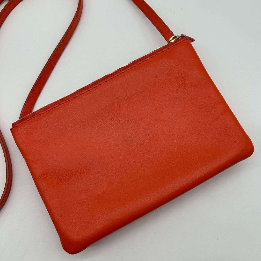 CELINE Trio Large Shoulder Bag Color Orange Logo Leather Women’s fashion Goods
