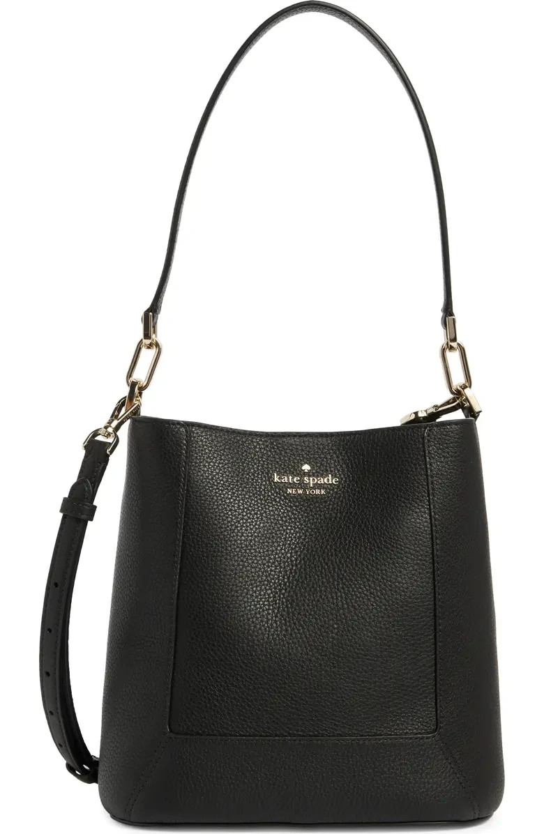 Kate Spade NY Leather Lena Bucket Shoulder Bag Black-NWT