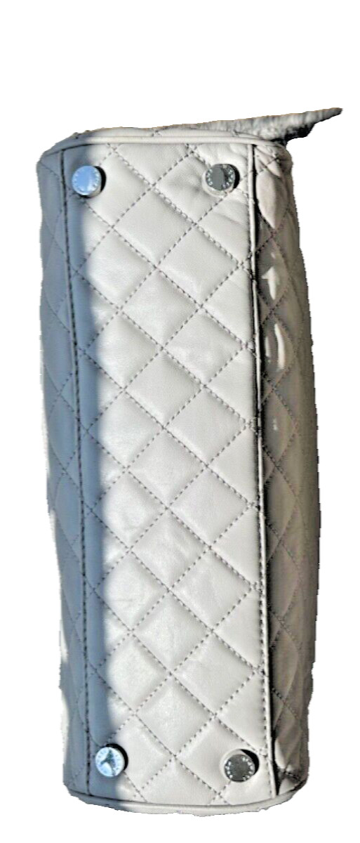 AUTHENTIC Michael Kors Susannah Large Quilted Leather Tote Handbag Pearl Grey
