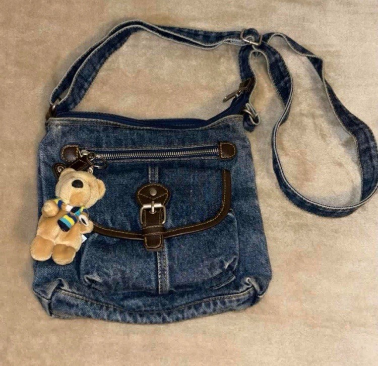 Blue Jean Crossbody Bag Zip & Magnetic Closure Front Pocket Adjustable Strap