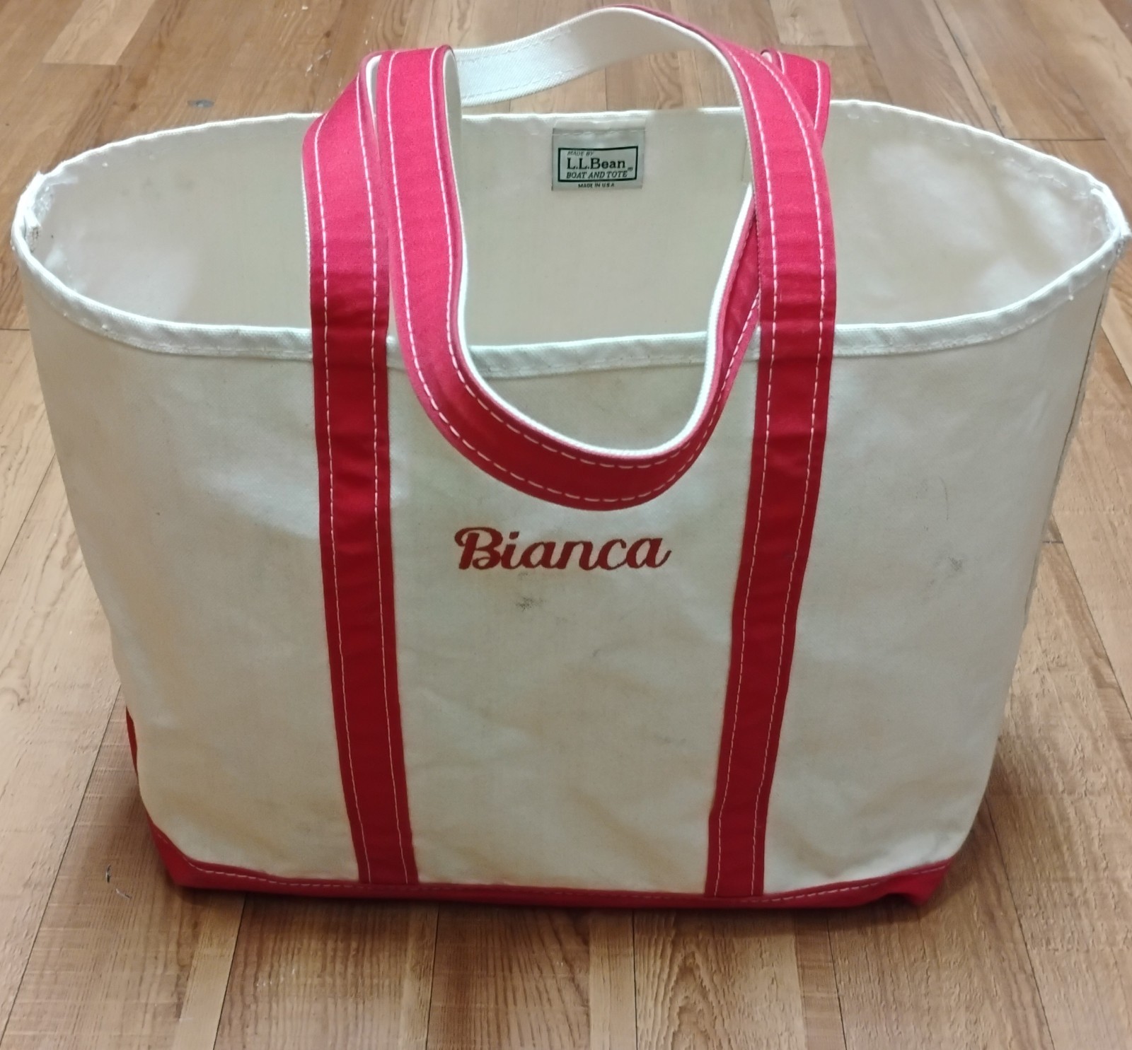 80s “BIANCA” L.L. Bean Boat And Tote Large Bag Heavy Cotton Canvas USA