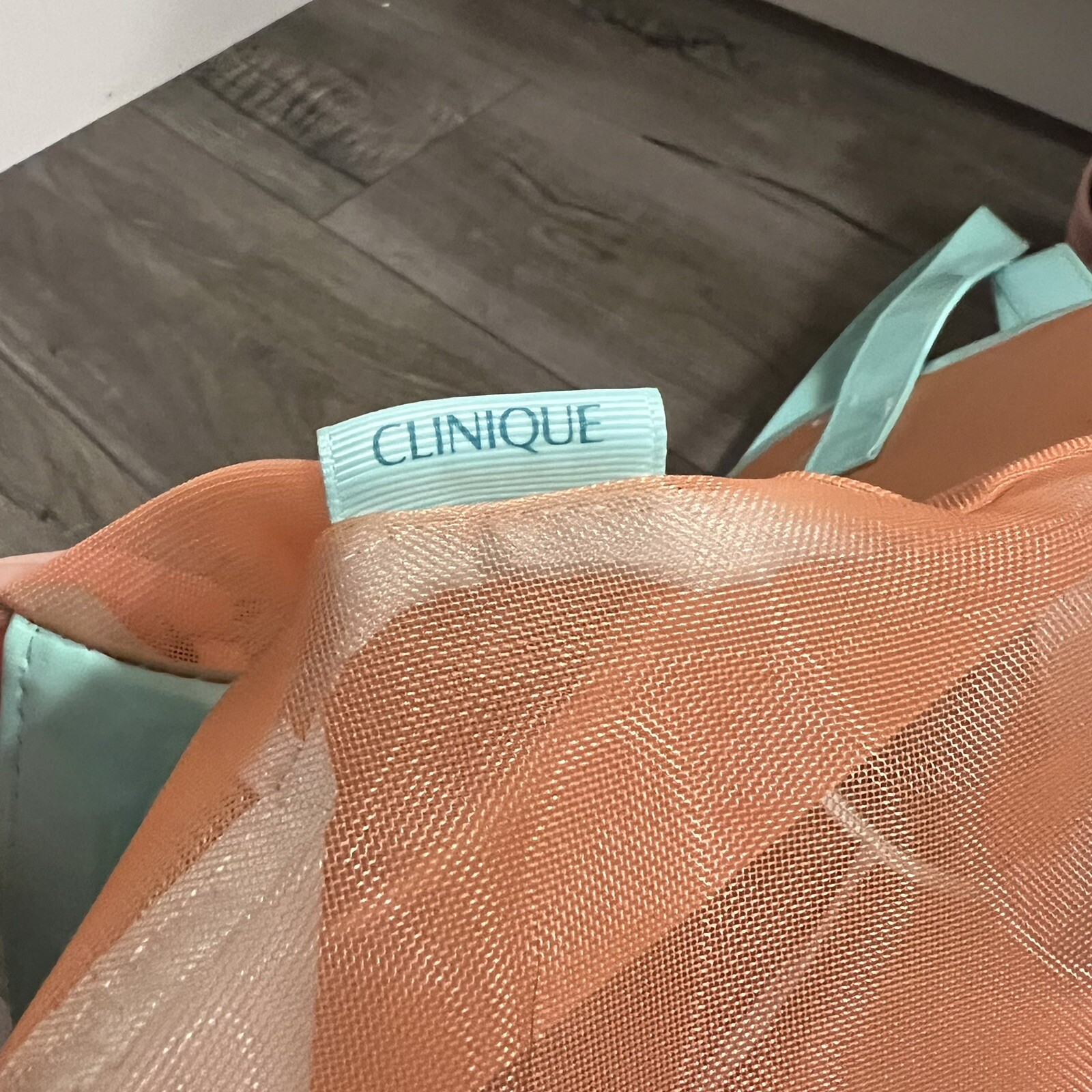 Clinique Sunny Days Orange Teal Large Mesh Beach Swim Tote Bag