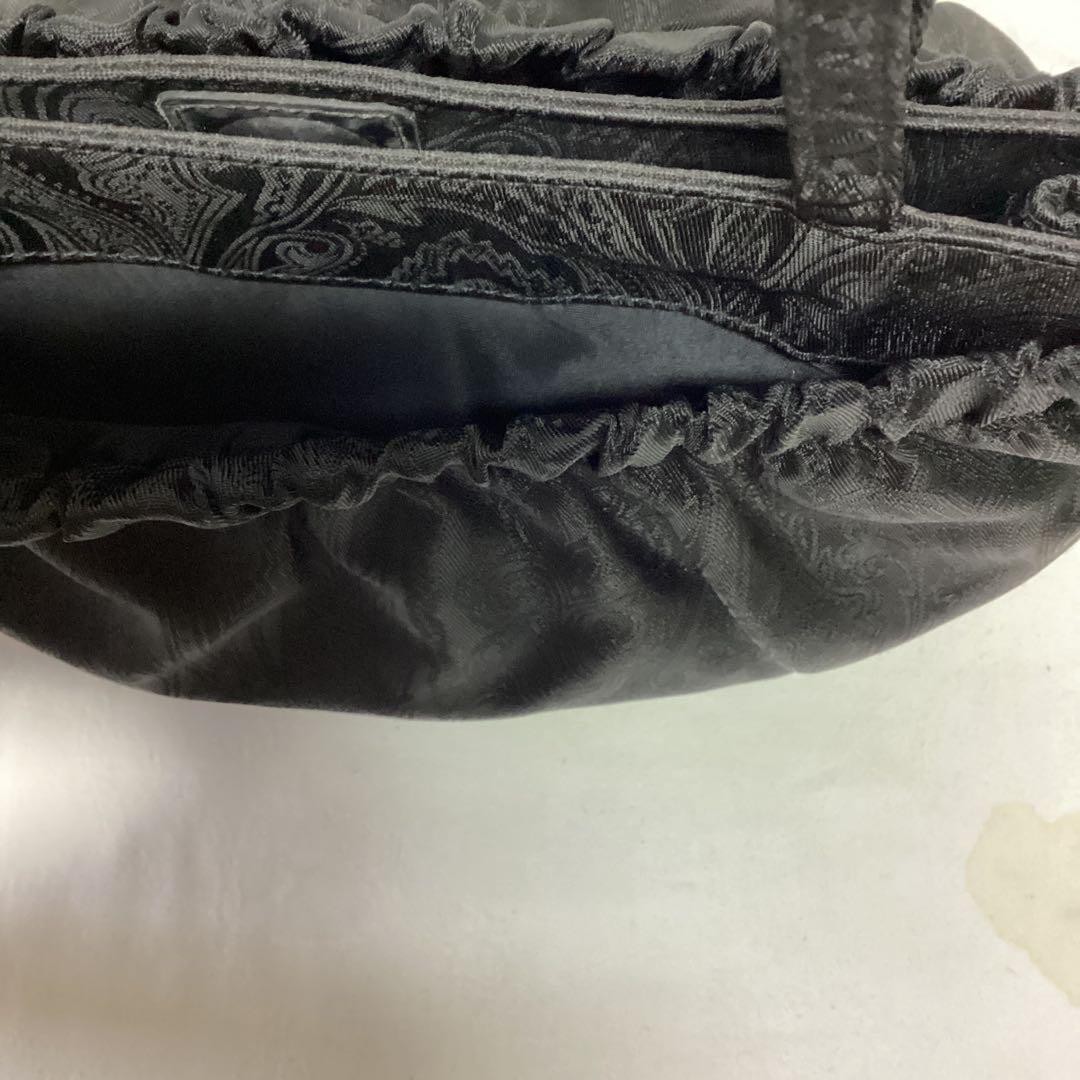 ETRO Black Handbag Paisley Pattern 10.6 inches