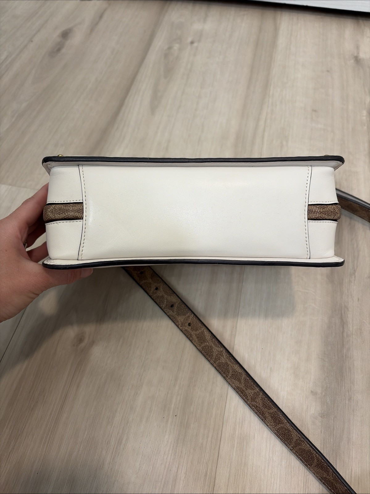 COACH Dreamer Shoulder Bag in Signature Canvas Colorblock – Tan Chalk #76046