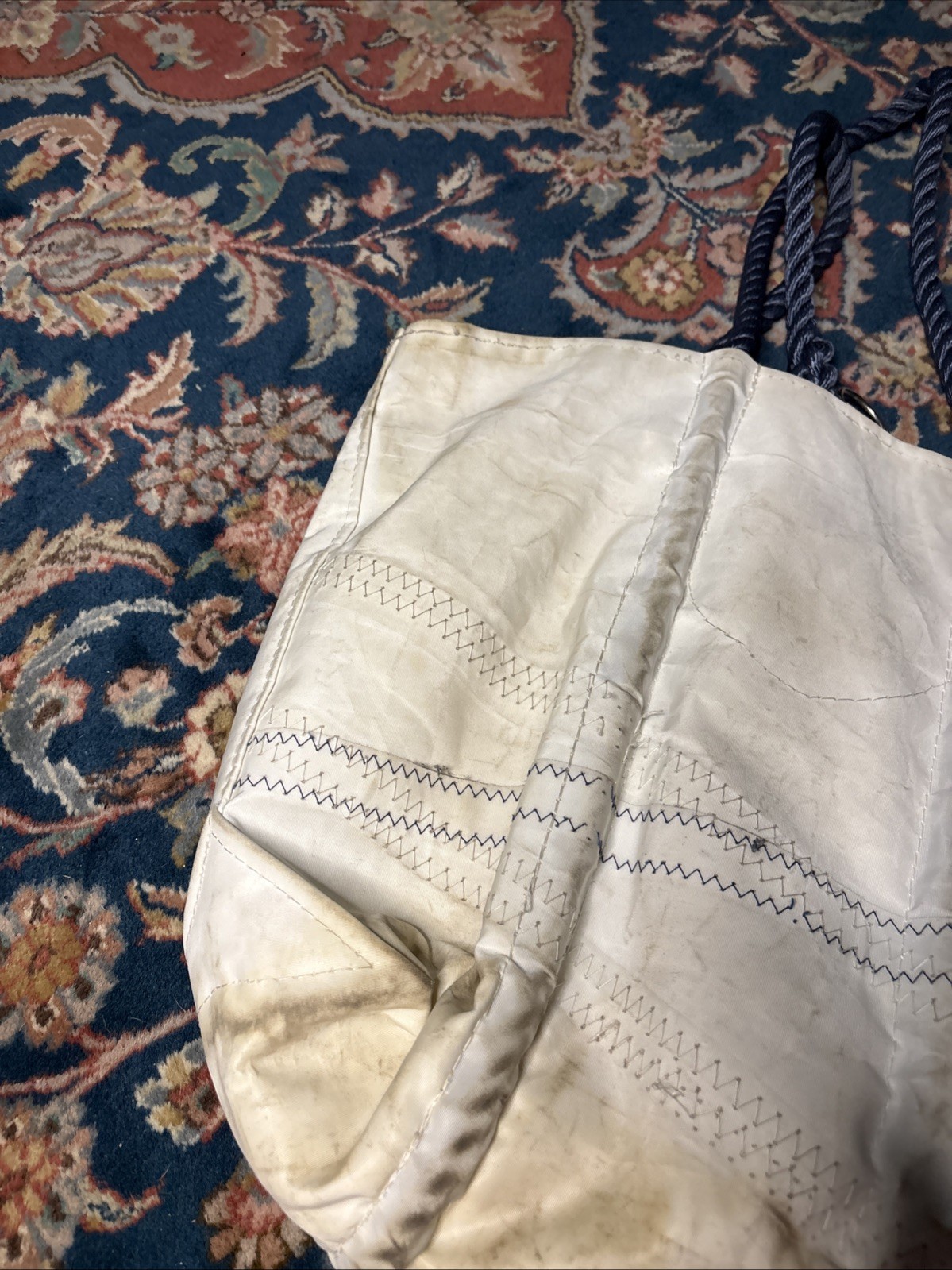 Maine Sea Bags Medium Tote White Blue Anchor Summer Beach Bag Preppy Coastal
