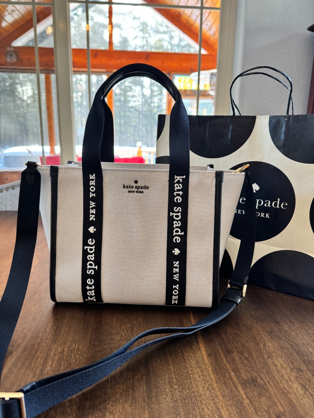 Kate Spade Kip Canvas Small Tote in Natural Multi