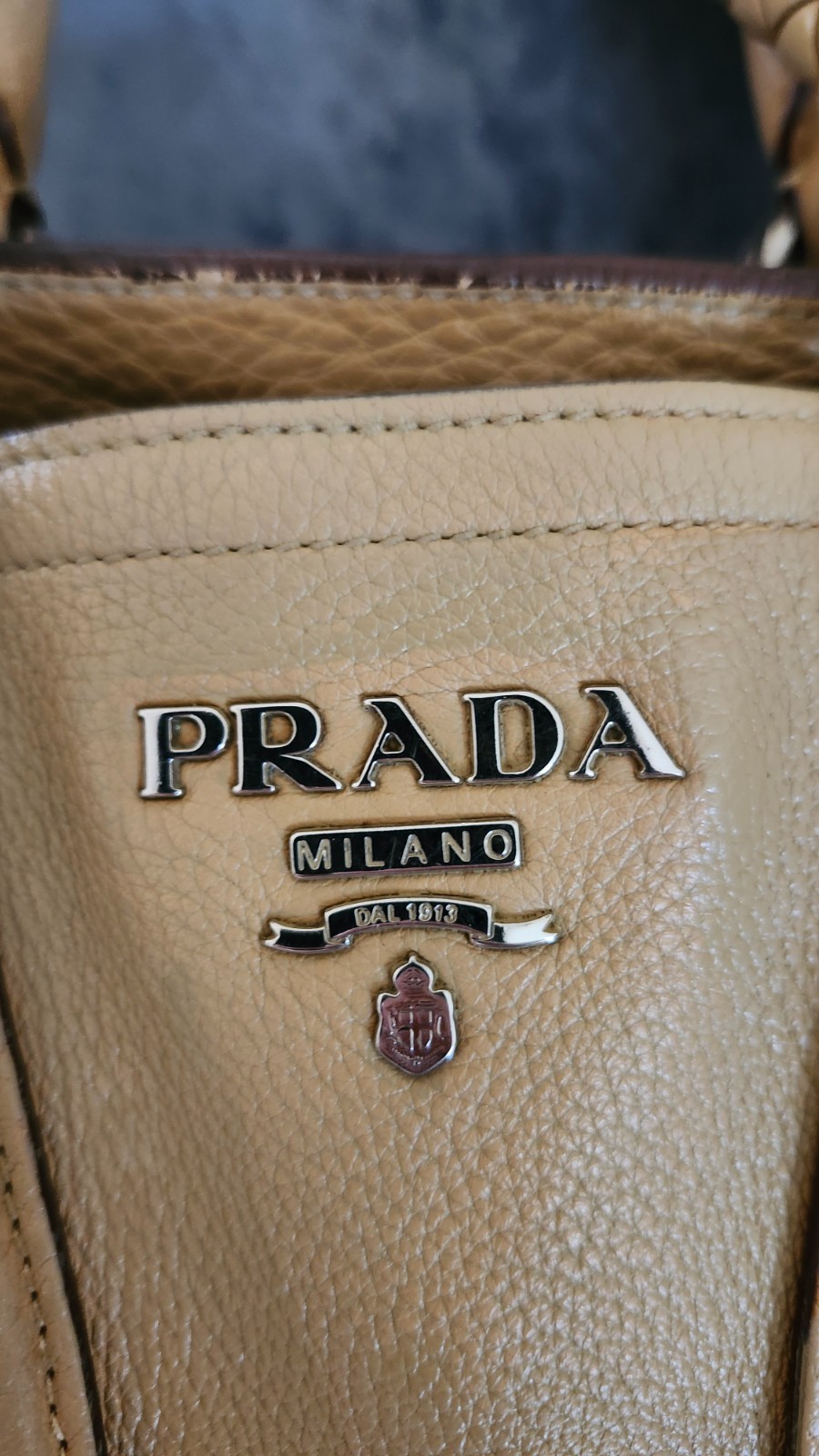 PRADA VITELLO DAINO LEATHER TOTE BAG, AUTHENTIC, LARGE, EXCELLENT!!
