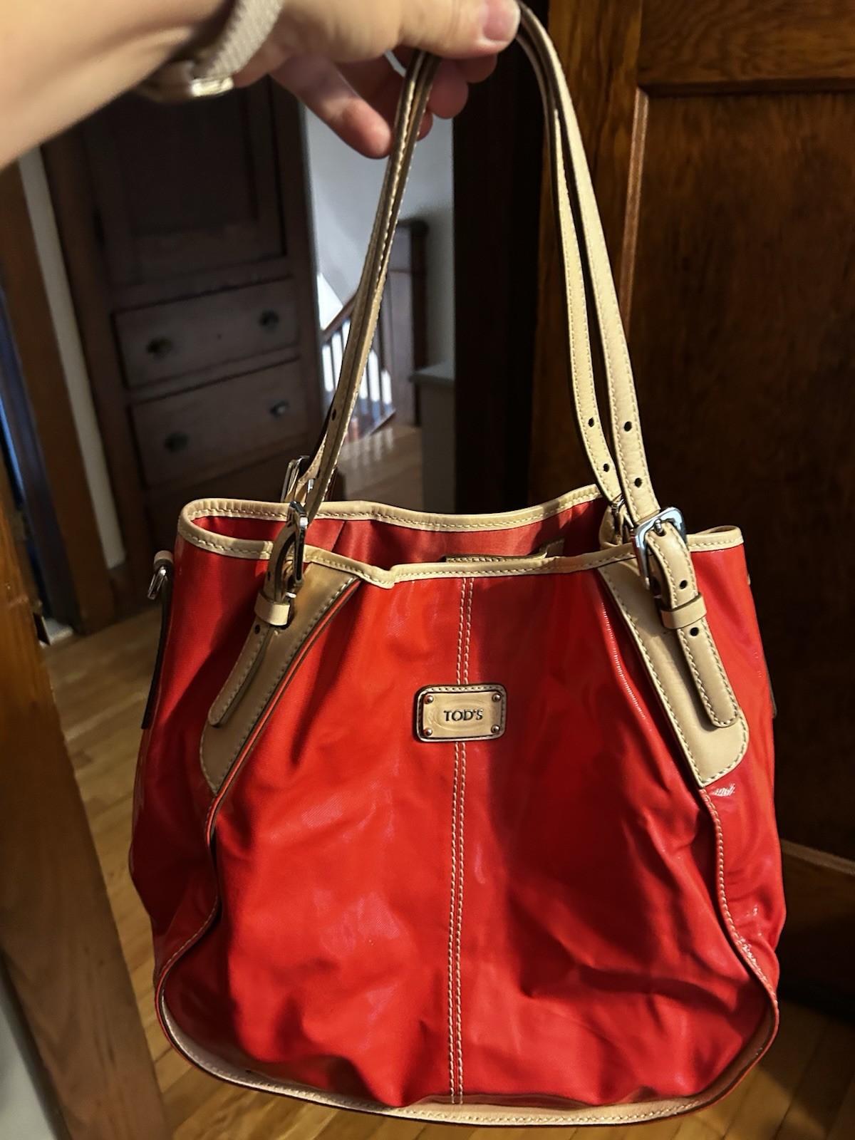 Tods Authentic Bright Pink Satchel Purse Handbag