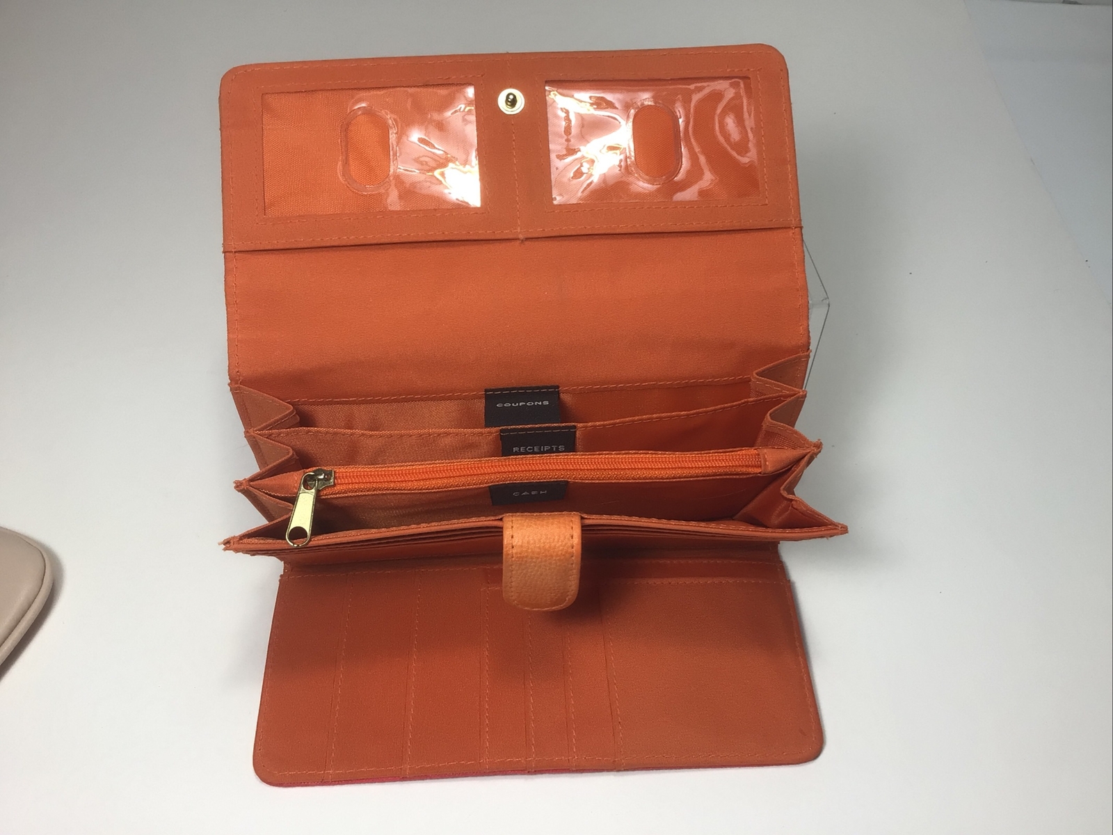 New. Express Woman’s Tan Wristlet Purse w/Silver Chain & Orange Clutch Purse