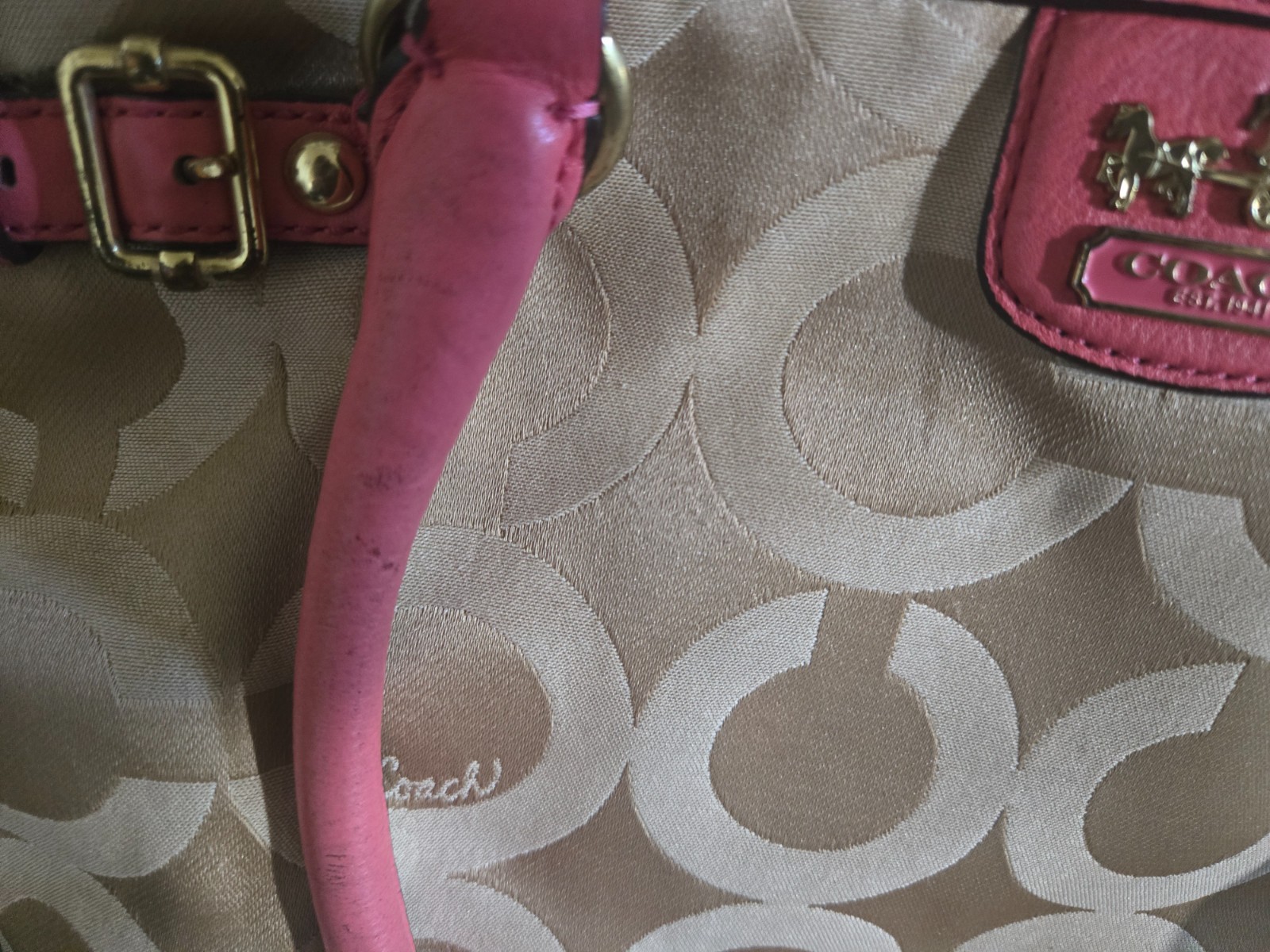 COACH Madison op Art Sateen Kara Carryall Purse – Tote – Handbag – Coral 22344