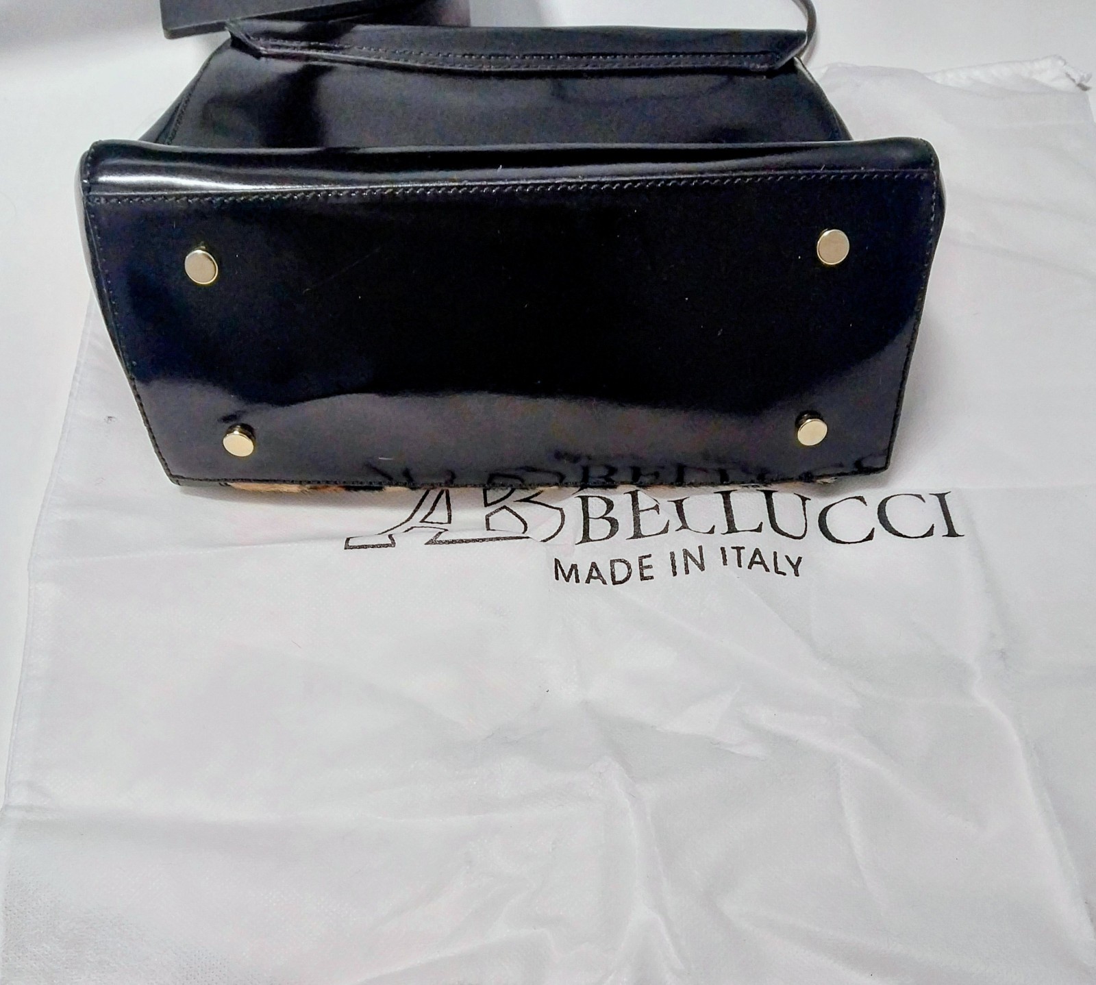 A Bellucci Calf Hair Leopard Patent Leather Handbag Chain Strap Green Black Bag