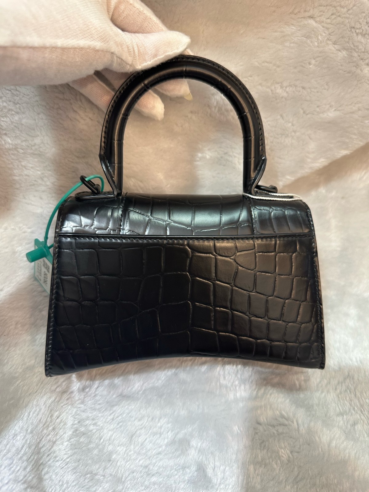 Authentic Balenciaga Croc-Embossed Leather Top Handle Bag Black eBay AG