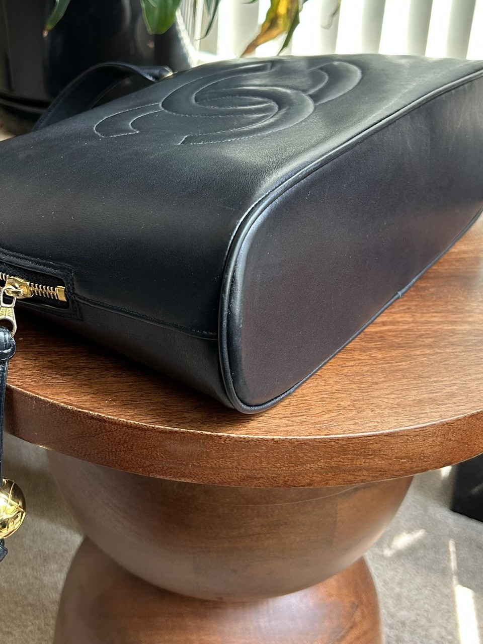CHANEL CC Lambskin Leather Shoulder Bag, Black